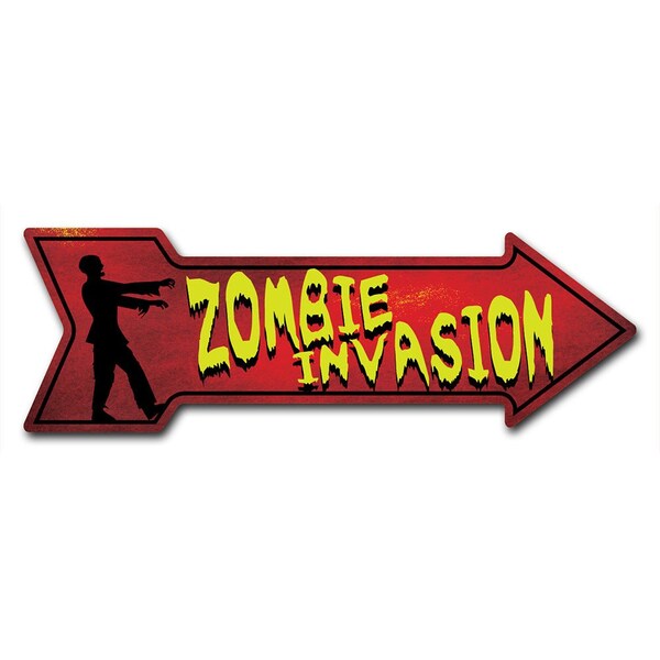 Zombie Invasion Arrow Decal Funny Home Decor 24in Wide